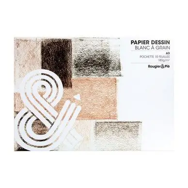 Expédition Rapide Papier à dessin blanc à grain 180 g A3 - pochette 10 feuilles - Rougier&Plé