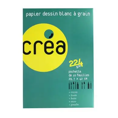 Papier à dessin blanc à grain 224 g A3 - pochette de 10 feuilles - Créa Promotion Saisonnière