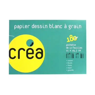 Pochette de 10 feuilles à dessin 180g A4 - Créa Bon Plan