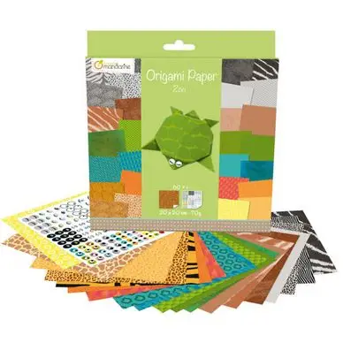Papier origami Zoo 20 x 20 cm 60 feuilles - Avenue Mandarine Vente Directe