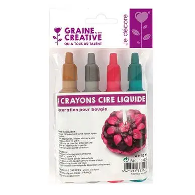 Crayon pour bougie 4 x 30 ml - Graine Créative Satisfait Ou Remboursé