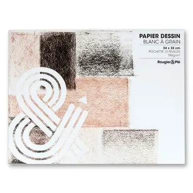 Prix Cassé Papier à dessin blanc à grain 24 x 32 cm 180 g/m² par 12 - Rougier&Plé