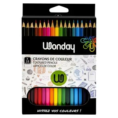 Offre Spéciale Crayons de couleur 18cm boite de 18 - Wonday