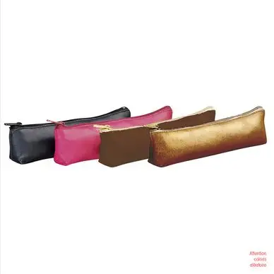 Trousse petit trapèze cuir teinté unicolore 19,5 x 4 x 1 cm - Hamelin Authentique