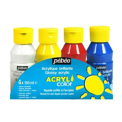 Offre Limitée Peinture pour enfant Acrylcolor set 4 couleurs 150 ml - Pébéo