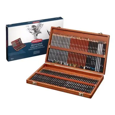 Meilleure Vente Crayon dessin technique Sketching Coffret bois 72 pcs - Derwent