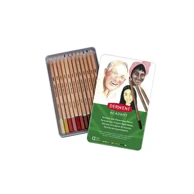 Crayon de couleur aquarellable Academy Boîte métal 12 pcs Portrait - Derwent Super Prix