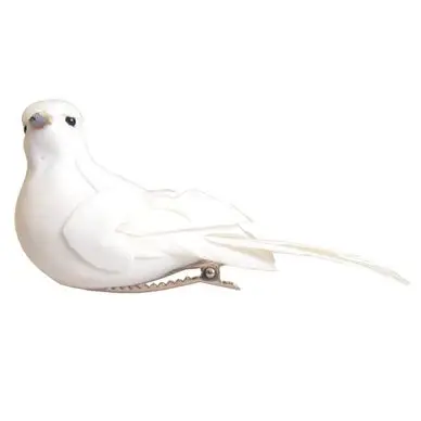 2 petits oiseaux blancs en plumes et résine - Artemio Vente Directe