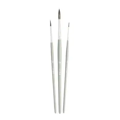 Set de 3 pinceaux en petit gris rond - Créa Pas Cher