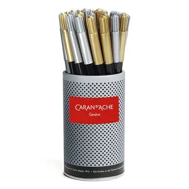 Dernier Modèle Feutre Fibralo Metallic Gobelet 15 Or + 15 Argent - Caran d'Ache