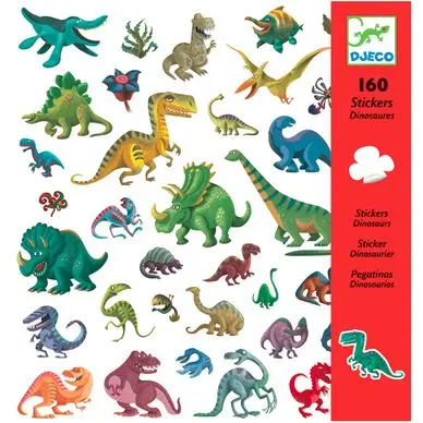 Planche d'autocollants Dinosaures 160 stickers - Djeco Prix Promo
