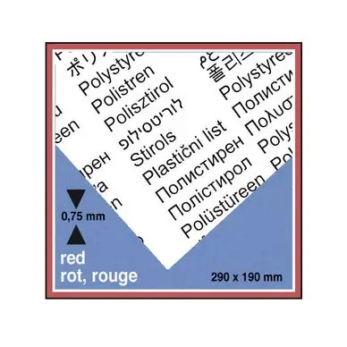 Plaque de plastique rouge opaque 19 x 29 cm ep. 0,75 mm - Schulcz Authentique
