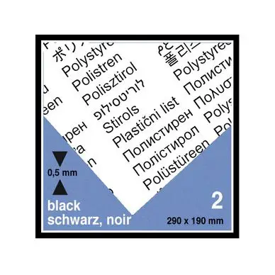 Plaque de plastique noire opaque 19 x 29 cm ep. 0,5 mm - 2 pcs - Schulcz Soldes