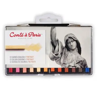 Pastel carré Assortiment portrait 12 couleurs - Conté à Paris Paiement Sécurisé
