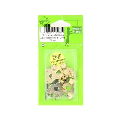 Produit De Marque Crochet à tableau Luxe 30 x 24 mm 2 trous par 5 - CiviC