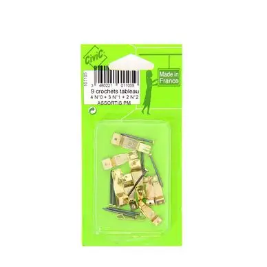 Jusqu'à Épuisement Des Stocks Crochet à tableau Luxe assortiment petits modèles par 9 - CiviC
