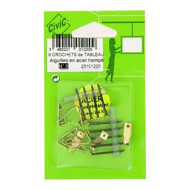 Crochet de tableau Milux N°0 - 18 mm - 9 pcs - CiviC Nouvel Arrivage