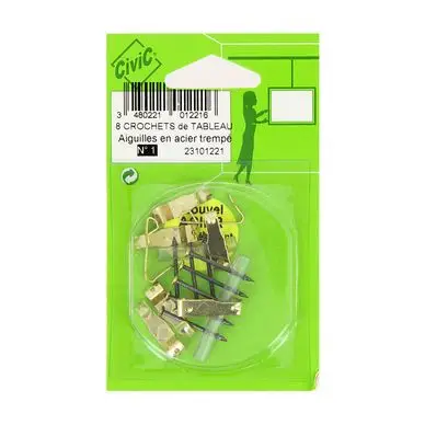 Prix Cassé Crochet de tableau Milux N°1 - 22 mm - 8 pcs - CiviC