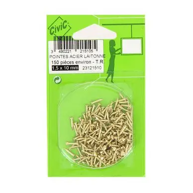 Pas Cher Pointe Tête revêtue acier laitonné 1,5 x 10 mm - 150 pcs - CiviC