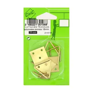 Attache triangulaire acier laitonné 25 mm - 3 pcs - CiviC Nouvelle Collection