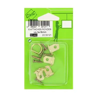 Attache ronde acier laitonné 32 x 10 mm - 6 pcs - CiviC Prix Réduit