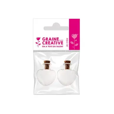 Flacon miniature en verre Cœur 2 pcs - Graine Créative Certifié