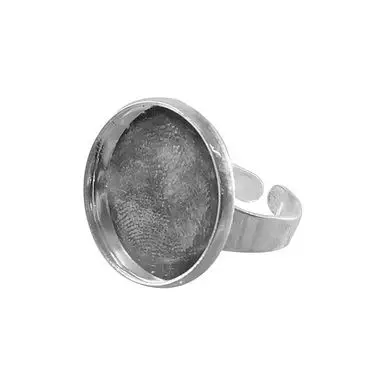 Bague plateau Rond creux Vieil Argent 20 mm - Graine Créative Quantité Limitée