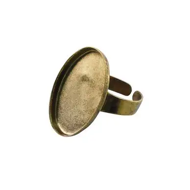 Bague plateau Ovale creux Vieil Or 25 x 18 mm - Graine Créative Certifié