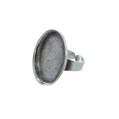 Quantité Limitée Bague plateau Ovale creux Vieil Argent 25 x 18 mm - Graine Créative
