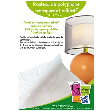 Polyphane adhésif transparent 60 x 120 cm en rouleau - Graine Créative Nouveauté