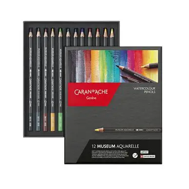 Crayon de couleur Museum Aquarelle - boite de 12 couleurs - Caran d'Ache Prix Réduit