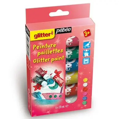 Kit découverte peinture Glitter 6 tubes 20 ml - Pébéo Seulement Aujourd'hui