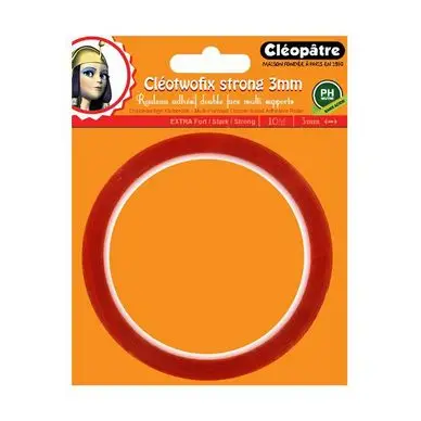 Adhésif double-face extra fort Cléotwofix - 3 mm x 10 m - Cléopatre Expédié Aujourd'hui