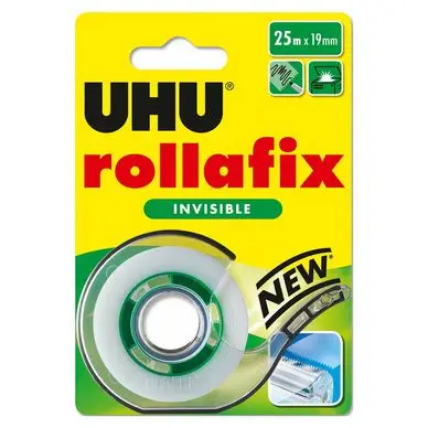 Bande adhésive Rollafix invisible 25 m x 19 mm + dévidoir - Uhu Prix Promo