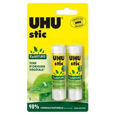 Baton de colle ReNature sans solvant 8 g par 2 - Uhu Paiement Sécurisé