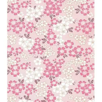 Papier Japonais 52 x 65,5 cm 100 g/m² Fleurs sur fond Rose - Esprit Papier Dernière Chance