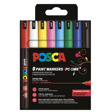 Vente Directe Feutre Posca PC-1MR pointe calibrée - 8 couleurs ASS18 - Uni