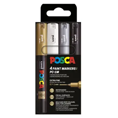 Feutre Posca PC-1MC pointe extra-fine - 4 couleurs ASS09 - Uni Meilleur Choix