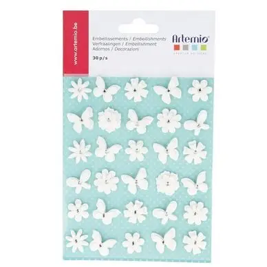 Fleurs et Papillons en papier 30 pcs - Artemio Expédition Rapide