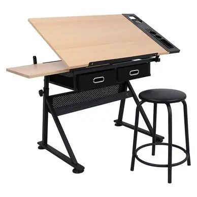 Table à dessin inclinable en bois MDF avec tabouret - Graphigro Offre Spéciale