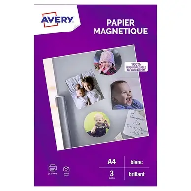 Feuille autocollante Blanc brillant Magnétique 21 x 29,7 cm A4 - 3 pcs - Avery Certifié