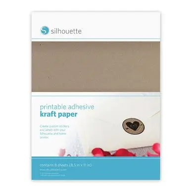Nouveauté Papier adhésif kraft imprimable 21,6 x 28 cm - par 8 - Silhouette