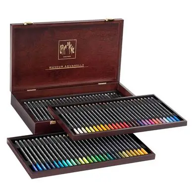 Coffret beaux-arts en bois - 80 crayons aquarellables Museum - Caran d'Ache Petit Prix