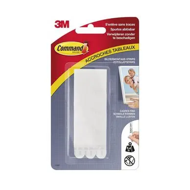 Accroche tableau adhésive - 4 x 2 languettes étroites blanches - 5,4 kg - 3M Populaire