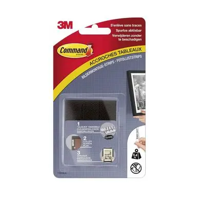 Accroche tableau adhésive - 4 x 2 languettes noires - 5,4 kg - 3M Offre Du Jour
