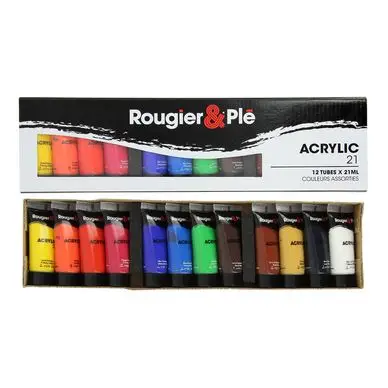 Peinture acrylique 21 ml Boite de 12 tubes - Rougier&Plé Prix Cassé