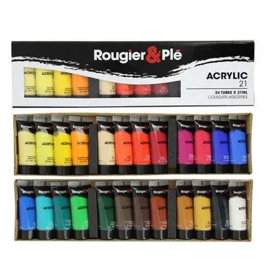 Solde Peinture acrylique 21 ml Boite de 24 tubes - Rougier&Plé