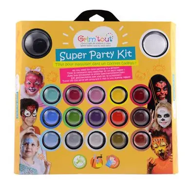 Haute Qualité Maquillage Super party kit - 17 couleurs et 14 accessoires - Grim'Tout
