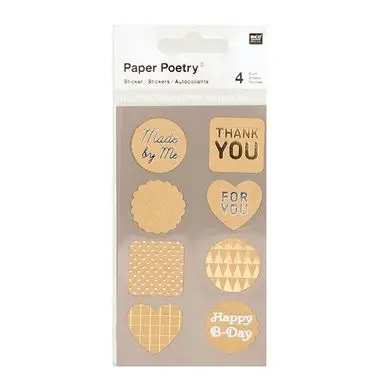 Offre Exclusive Etiquettes métallisées Kraft autocollantes x 4 planches - Rico Design