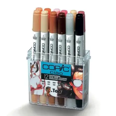 Achat Immédiat Marqueur à alcool double-pointe Ciao Set Portrait 12 couleurs - Copic